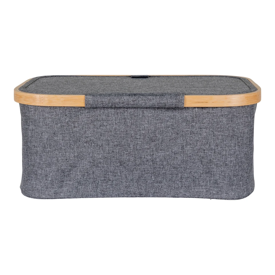 Noto Košara - Košara, bambus/tekstil, tamnosiva 38x26x16 cm