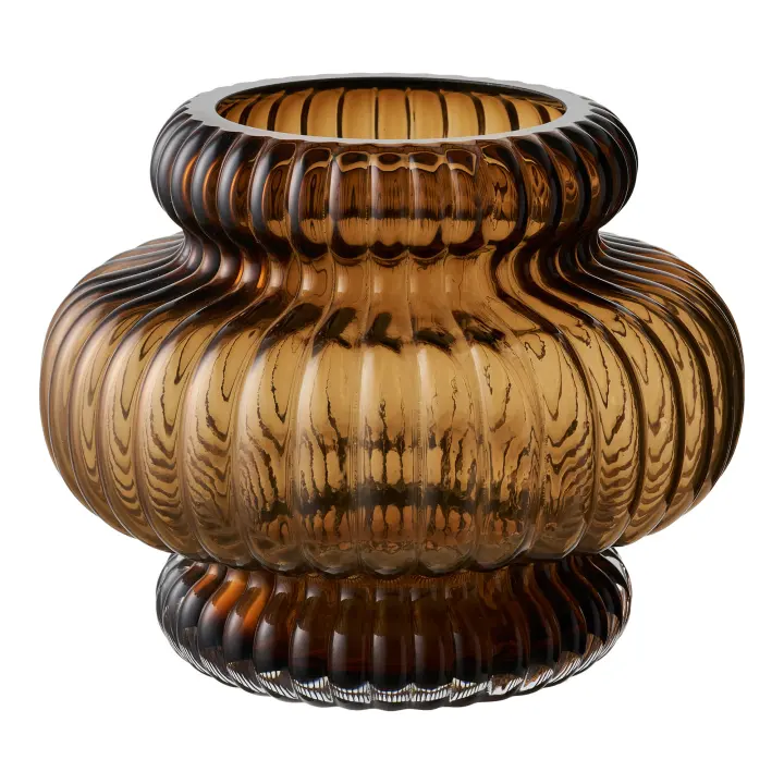 Vase - Vase, mouth blown glass, smoked brown ø20x16 cm