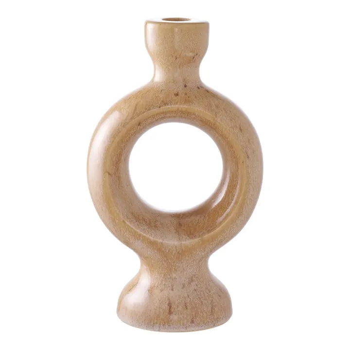 Svijećnjak - Svijećnjak, keramika, smeđa 13,5x8,8x23,4 cm