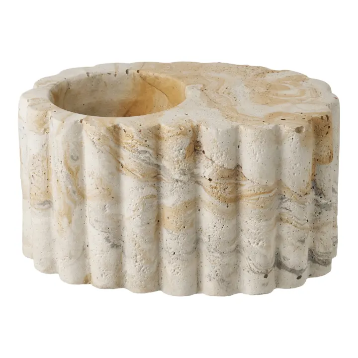 Tealight Holder - Tealight holder, cement, smeđa/bež ø10,5x6 cm