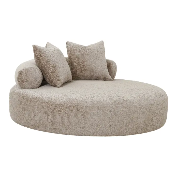 Cairo Daybed - Daybed s 2 jastuci in chenille, round, prirodna HN1251