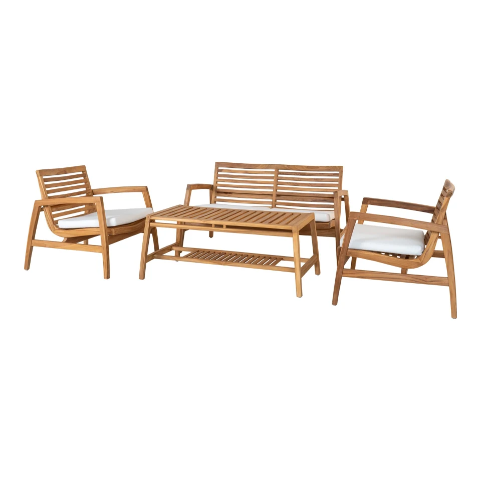 Santander Lounge set - Lounge set, tikovina, prirodna, uklj. jastuke