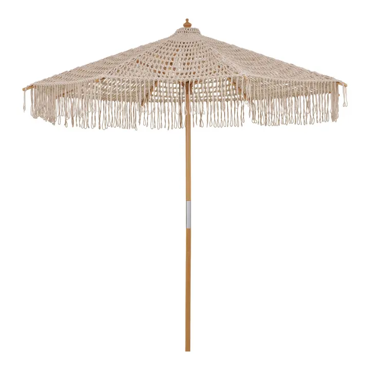 Martos Knitted Suncobran - Suncobran, pamuk, drveni stup, bež ø250 cm
