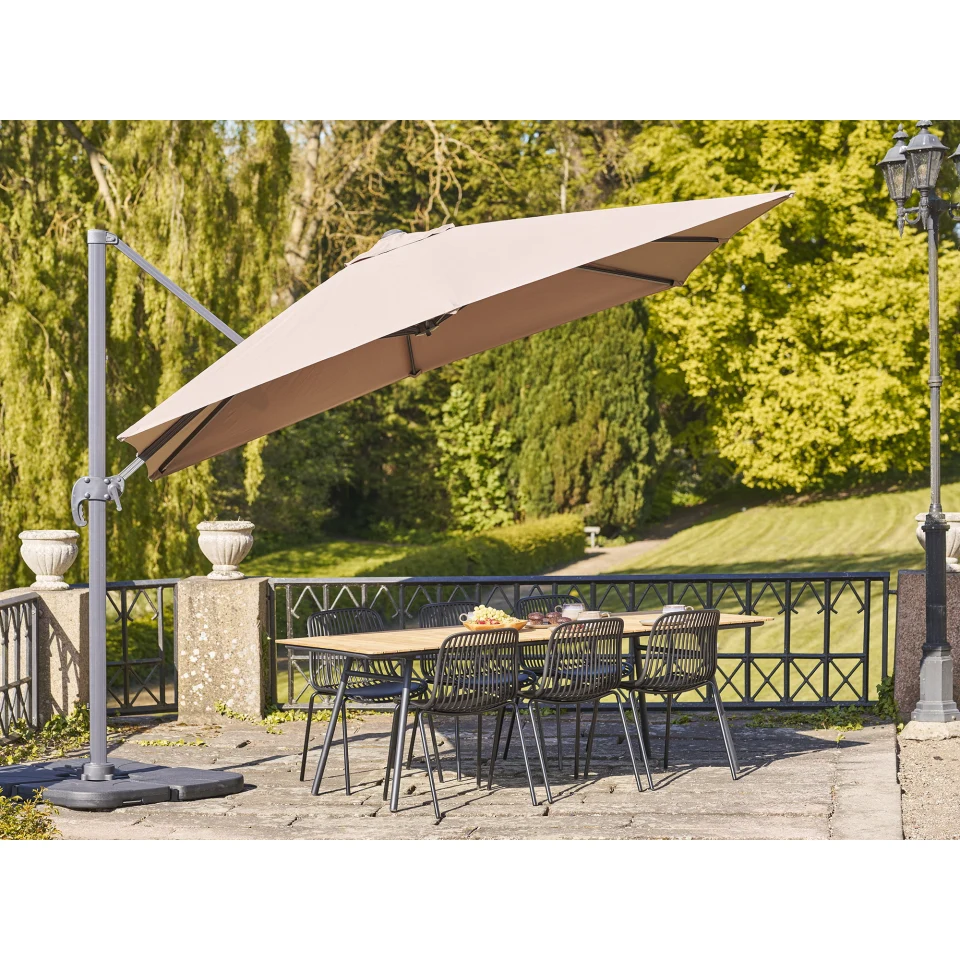Baza Viseći suncobran - Viseći suncobran, uključujući baza za suncobran, alu stok, pješčana 295x295 cm