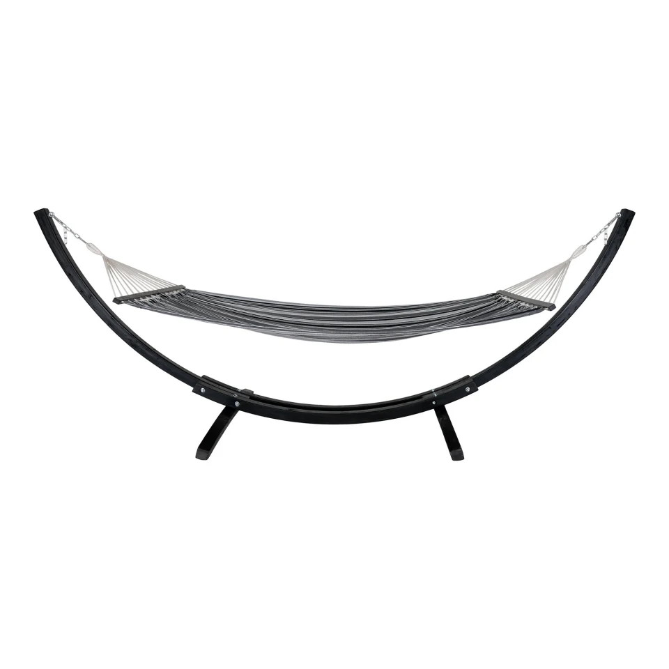 Tripoli Hammock - Hammock on wooden stand, ariš, poliester/pamuk, crna/siva/bijela