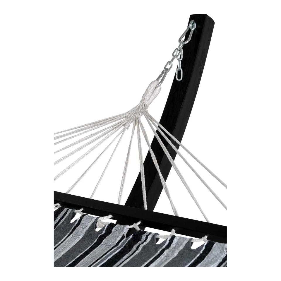 Tripoli Hammock - Hammock on wooden stand, ariš, poliester/pamuk, crna/siva/bijela