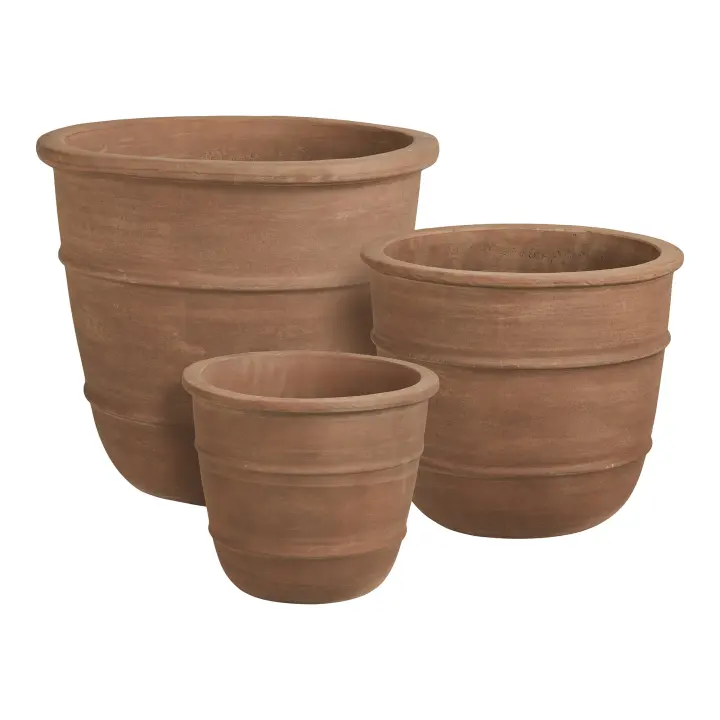 Kragholm Pot - Pot, terracotta, smeđa, drainage hole in the bottom, set od 3