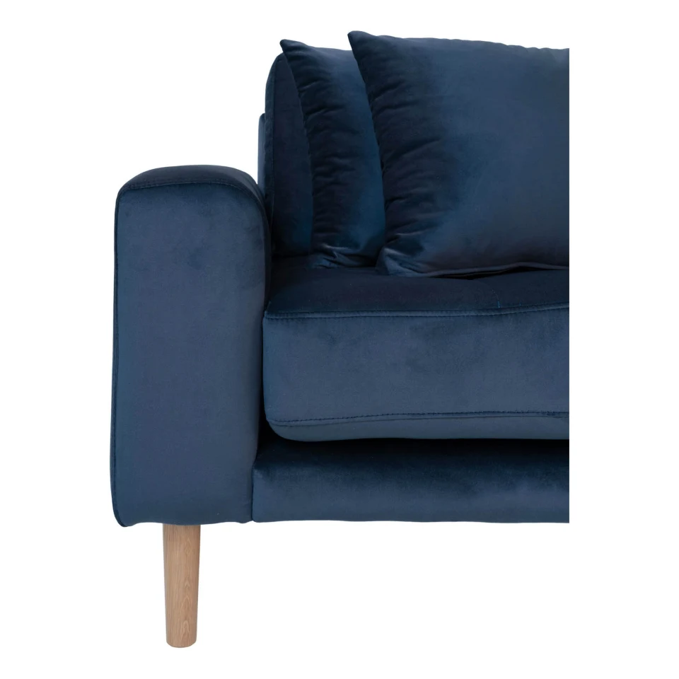 Lido Lounge sofa - Lounge sofa, desni kut in dark plava baršun s four jastuci i prirodna drvene noge HN1005