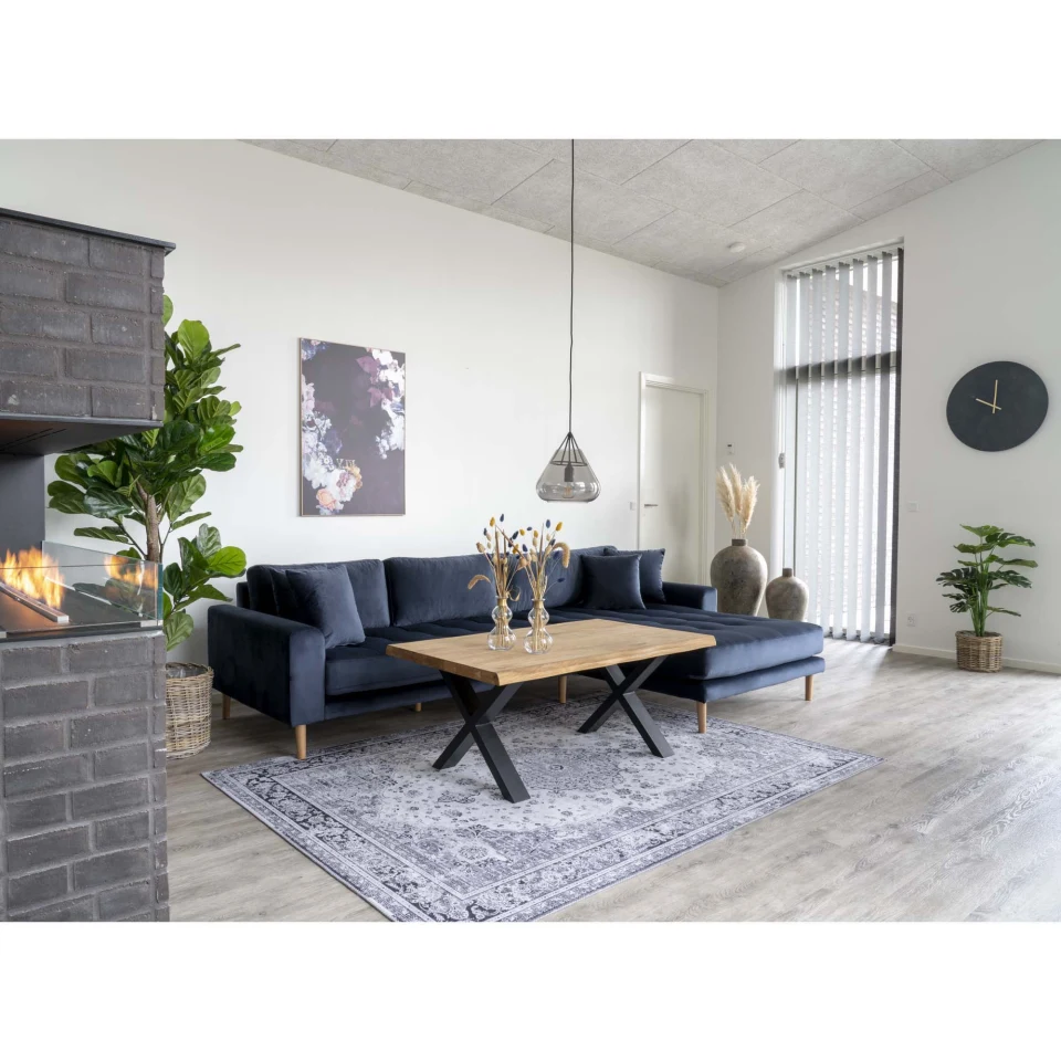 Lido Lounge sofa - Lounge sofa, desni kut in dark plava baršun s four jastuci i prirodna drvene noge HN1005