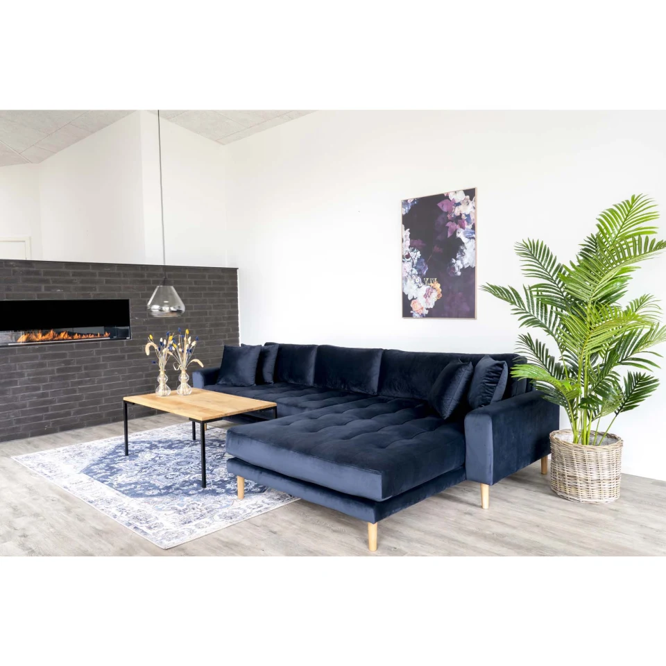 Lido Lounge sofa - Lounge sofa, desni kut in dark plava baršun s four jastuci i prirodna drvene noge HN1005
