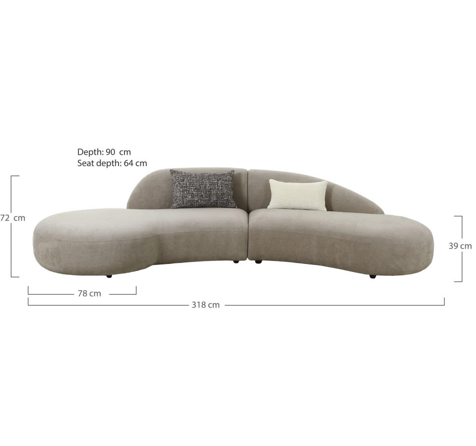 Venice Sofa - Sofa s 2 jastuka, chenille, prirodna HN1256