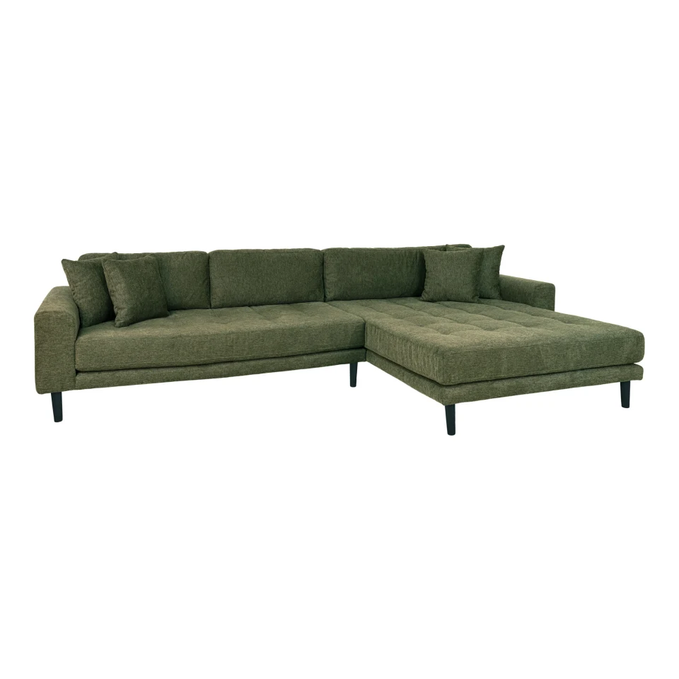 Lido Lounge sofa - Lounge sofa, desni kut in maslinasto zelena s four jastuci i crna drvene noge HN1020