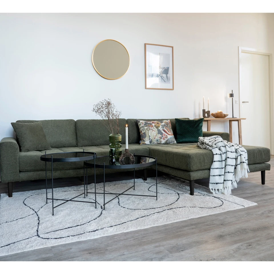 Lido Lounge sofa - Lounge sofa, desni kut in maslinasto zelena s four jastuci i crna drvene noge HN1020