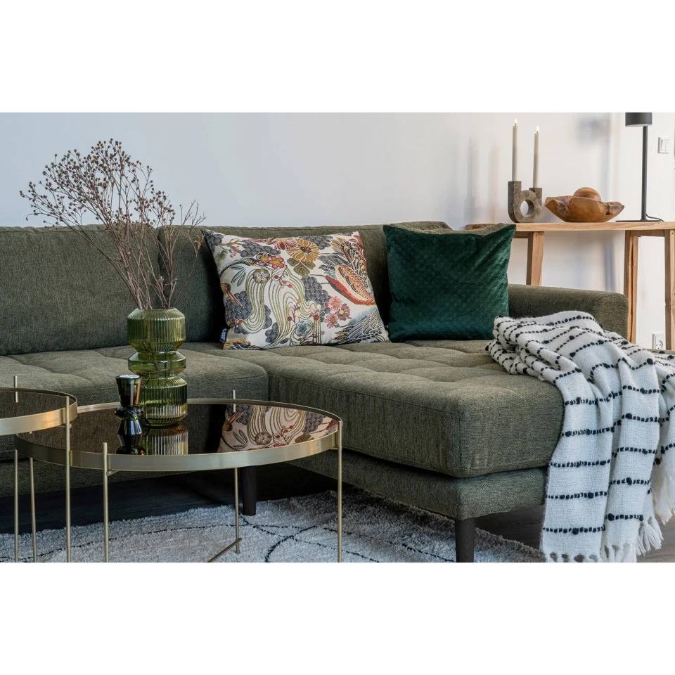 Lido Lounge sofa - Lounge sofa, desni kut in maslinasto zelena s four jastuci i crna drvene noge HN1020