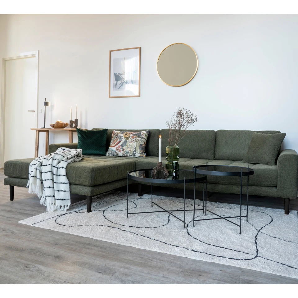Lido Lounge sofa - Lounge sofa, lijevi kut in maslinasto zelena s four jastuci i crna drvene noge HN1020