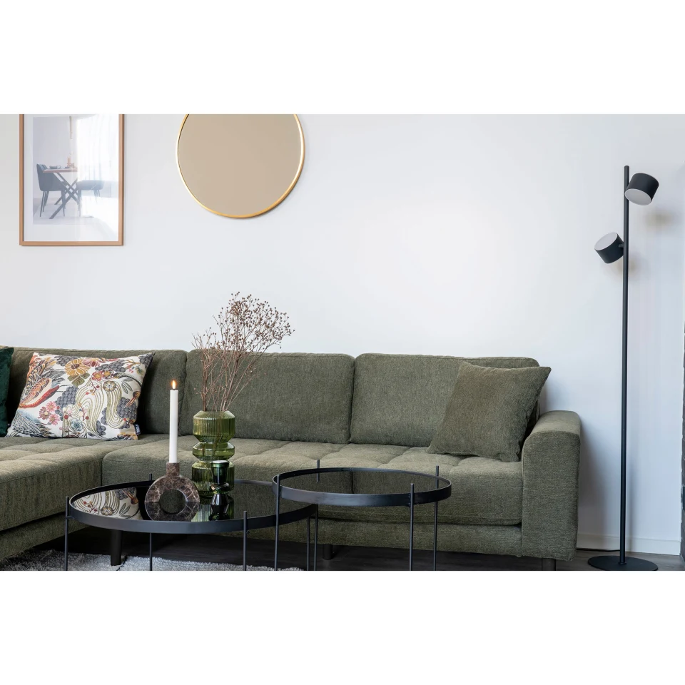 Lido Lounge sofa - Lounge sofa, lijevi kut in maslinasto zelena s four jastuci i crna drvene noge HN1020