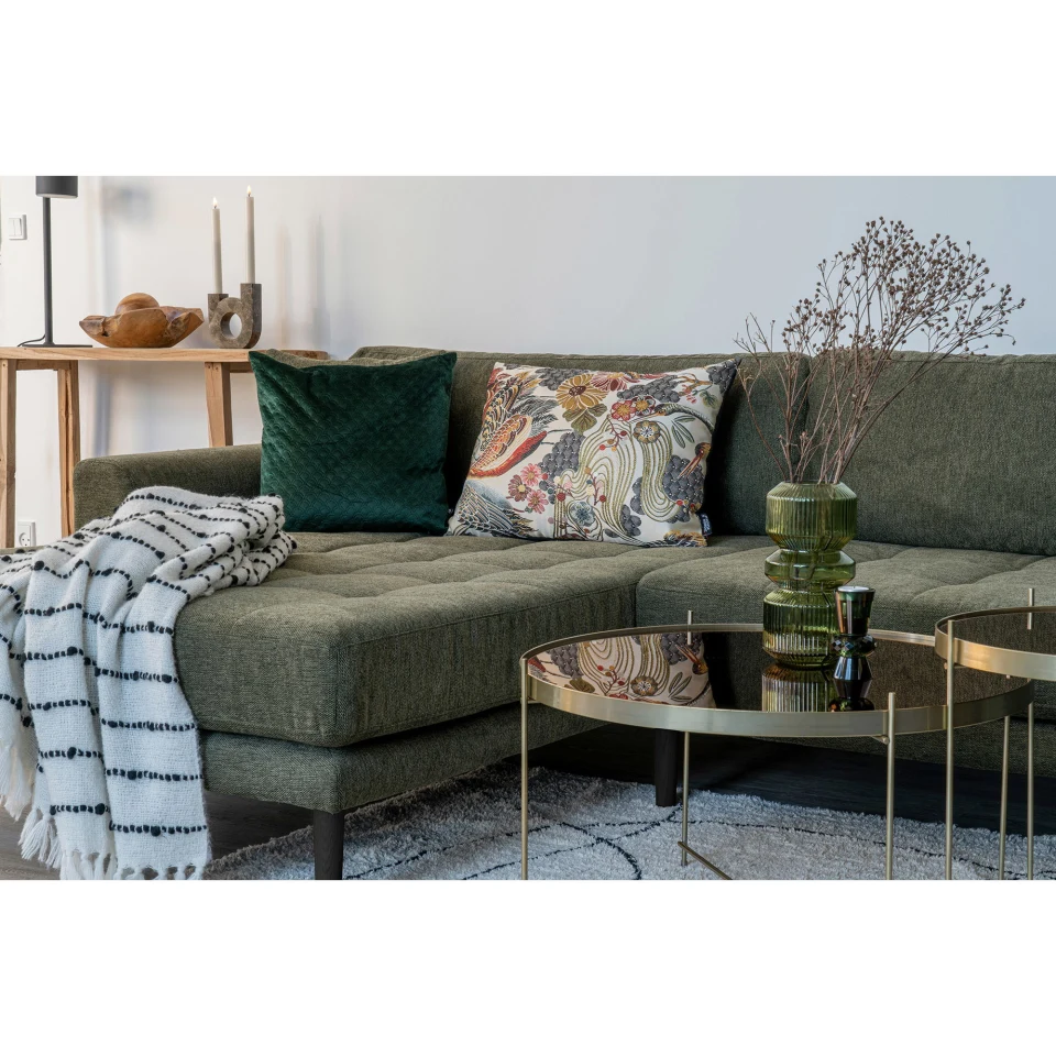 Lido Lounge sofa - Lounge sofa, lijevi kut in maslinasto zelena s four jastuci i crna drvene noge HN1020