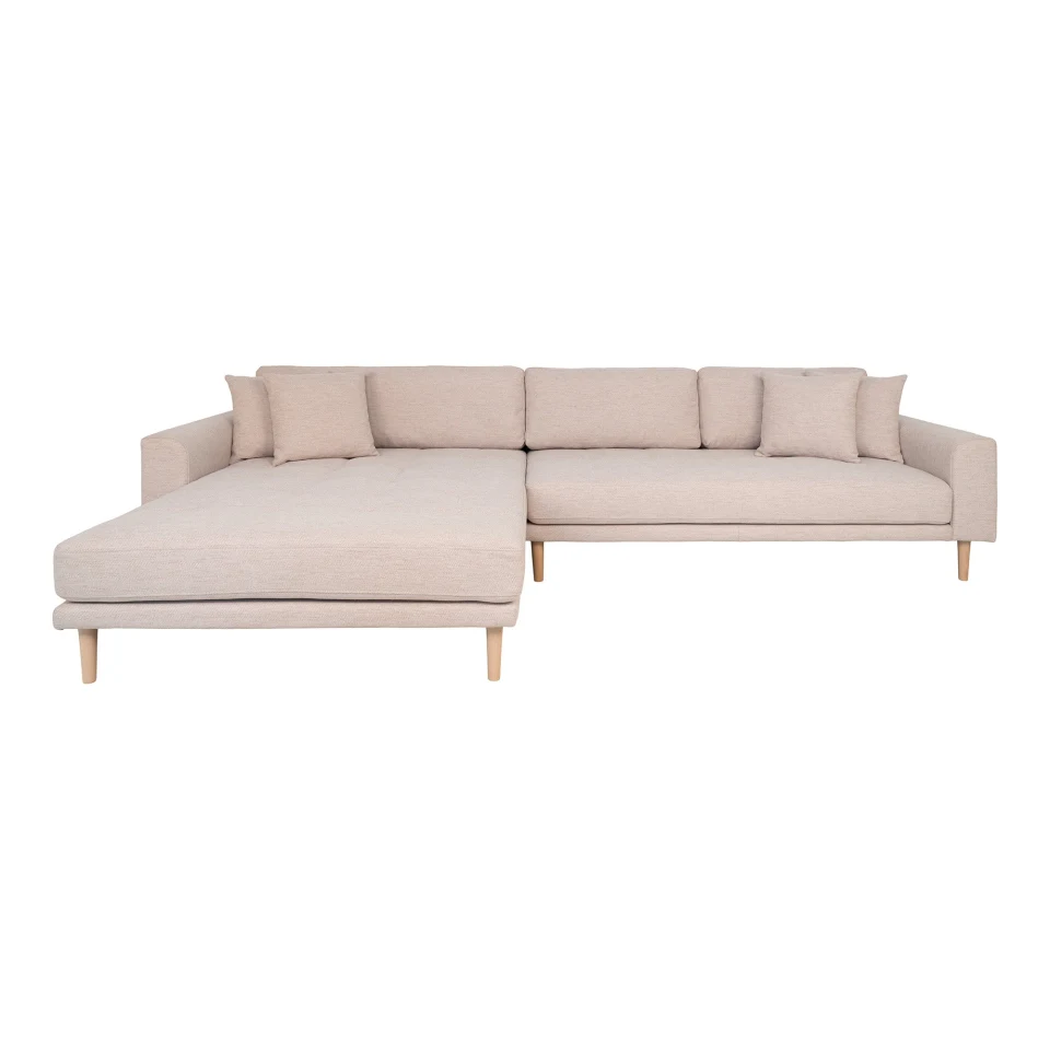 Lido Lounge sofa - Lounge sofa, lijevi kut in pješčana s four jastuci i prirodna drvene noge HN1050