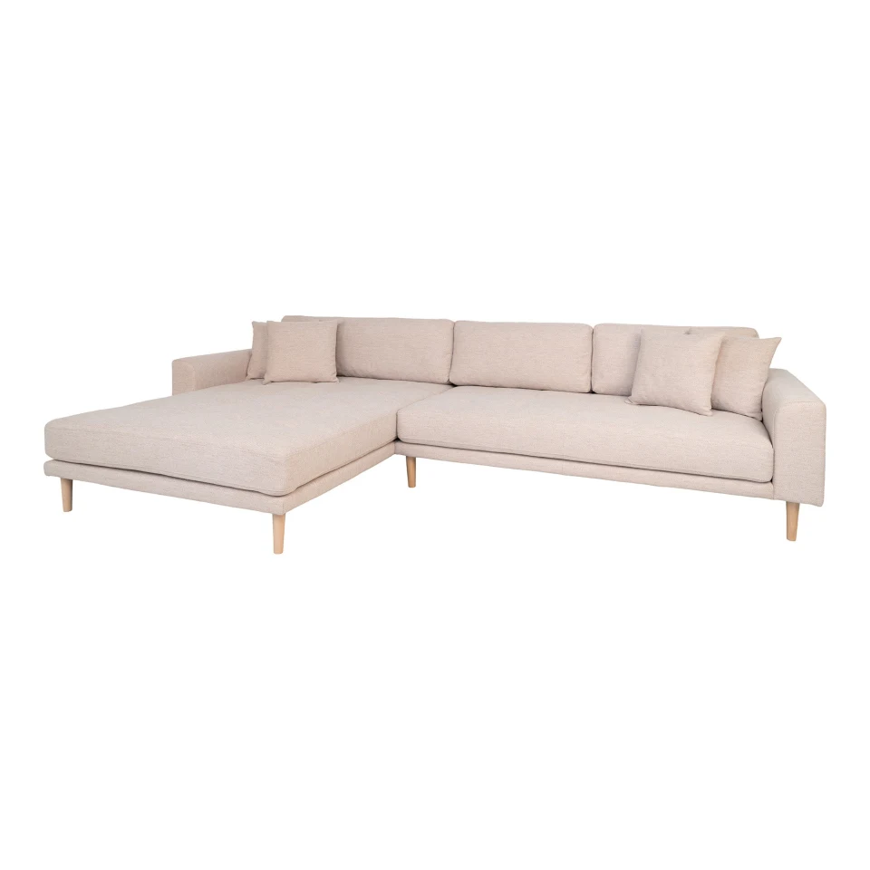 Lido Lounge sofa - Lounge sofa, lijevi kut in pješčana s four jastuci i prirodna drvene noge HN1050