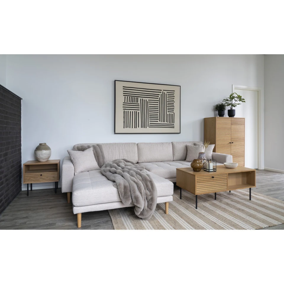 Lido Lounge sofa - Lounge sofa, lijevi kut in pješčana s four jastuci i prirodna drvene noge HN1050