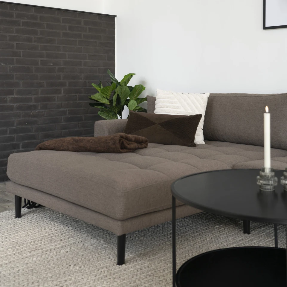 Lido Lounge sofa - Lounge sofa, lijevi kut in smeđa s four jastuci i crna drvene noge HN1055