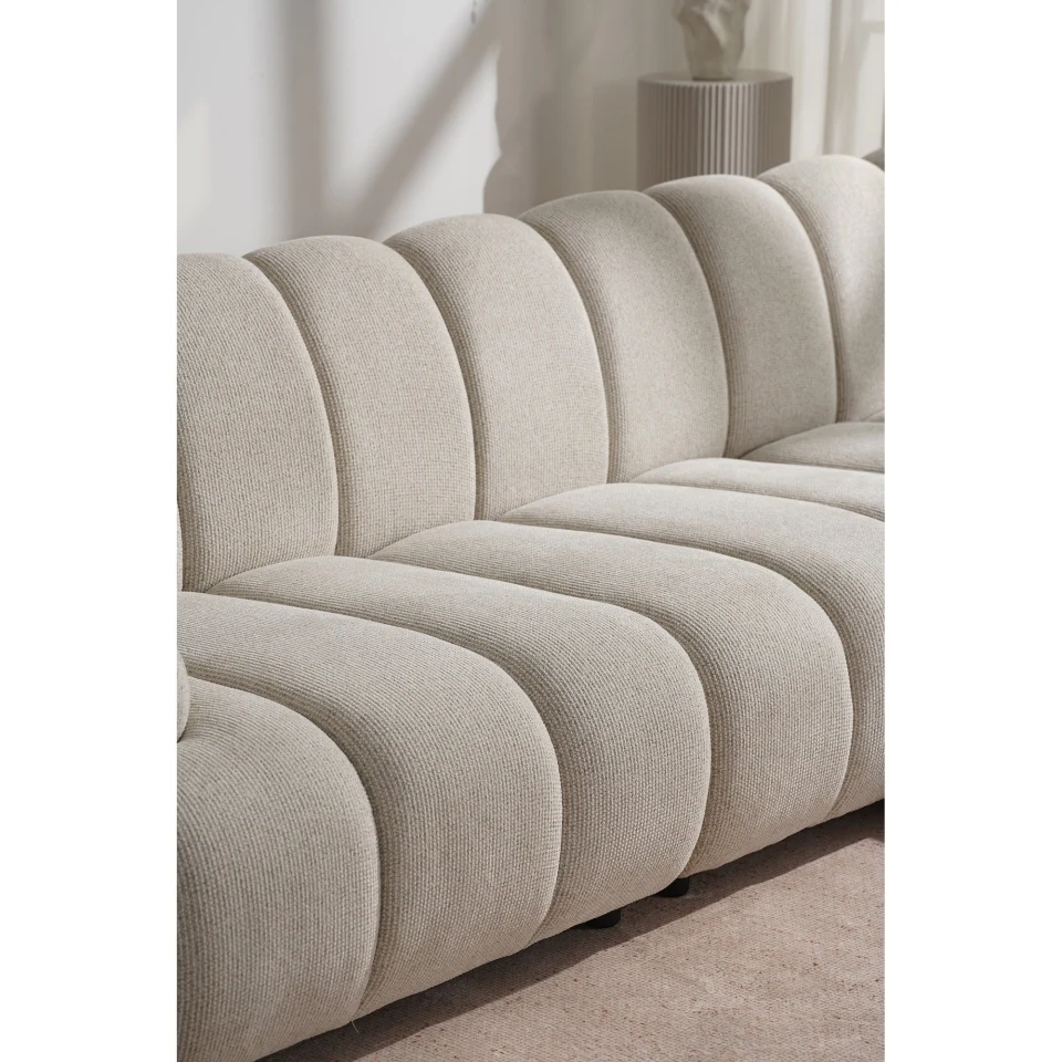 Taza 3.5 seater modularna sofa s tabure - 3.5 seater modularna sofa s tabure, pješčana, desni kut HN1422