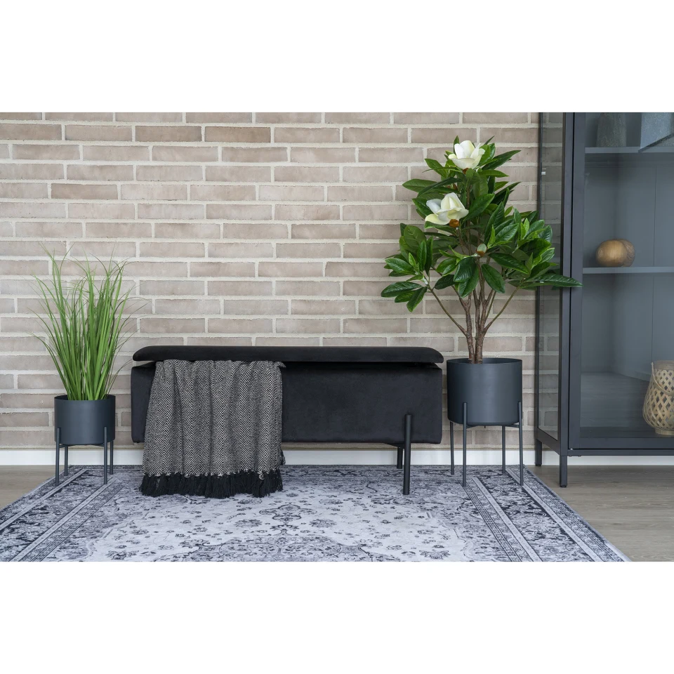 Watford Klupa - Klupa sa spremištem, baršun, crna 95x36,5x43 cm, HN1207